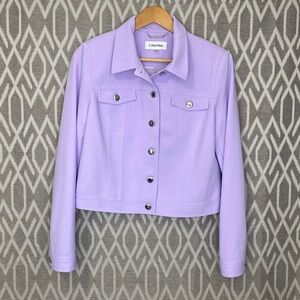 Calvin Klein Light Purple Cropped Jacket with Pockets Size: 10